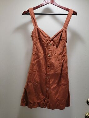Maeve Rust-Brown Button-Front Sundress